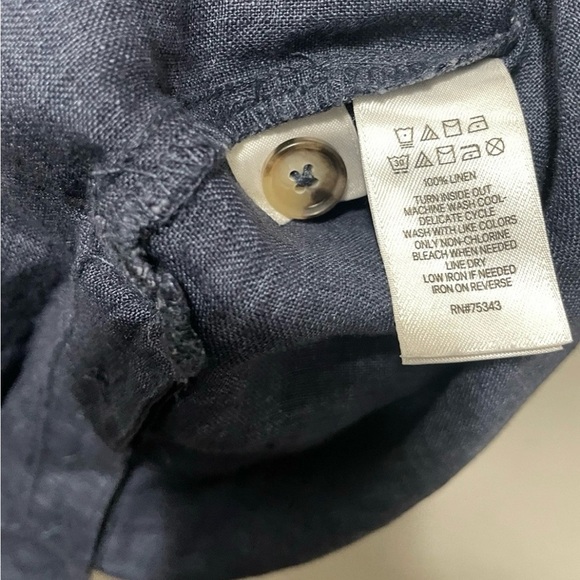 Tahari Women's Size Medium Blue Linen Dress Sleeveless V Neck Shirt Dress - Picture 4 of 7